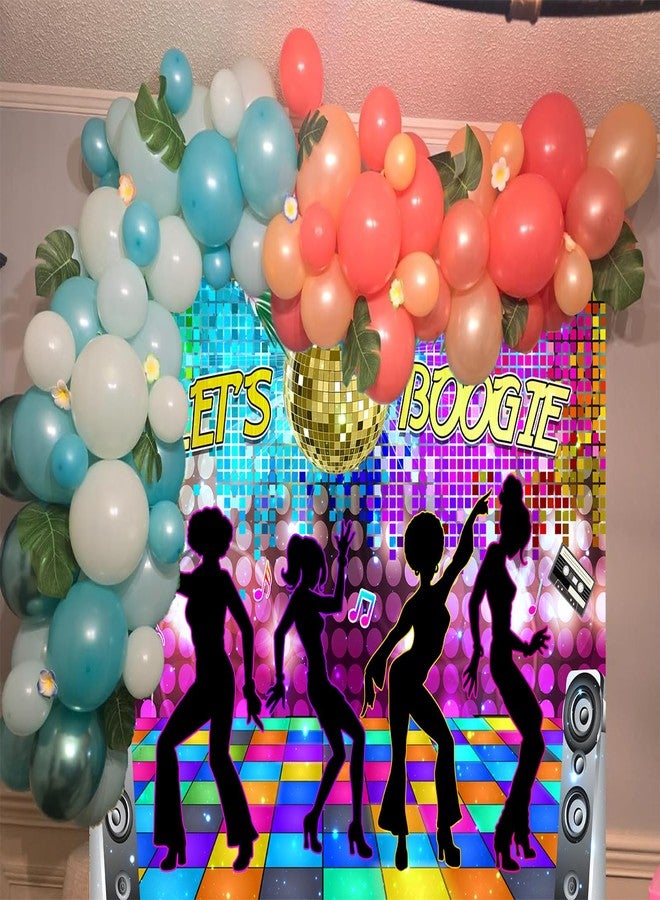 MERCHR Disco Backdrop 7 x 5 ft Retro Glow Party 70s 80s 90s Theme Stage Dance Background Disco Party Decoration Disco Ball Banner Dance Backdrop for Birthday Party Prom Portrait Photo Props Polyester, Multi - Image 4