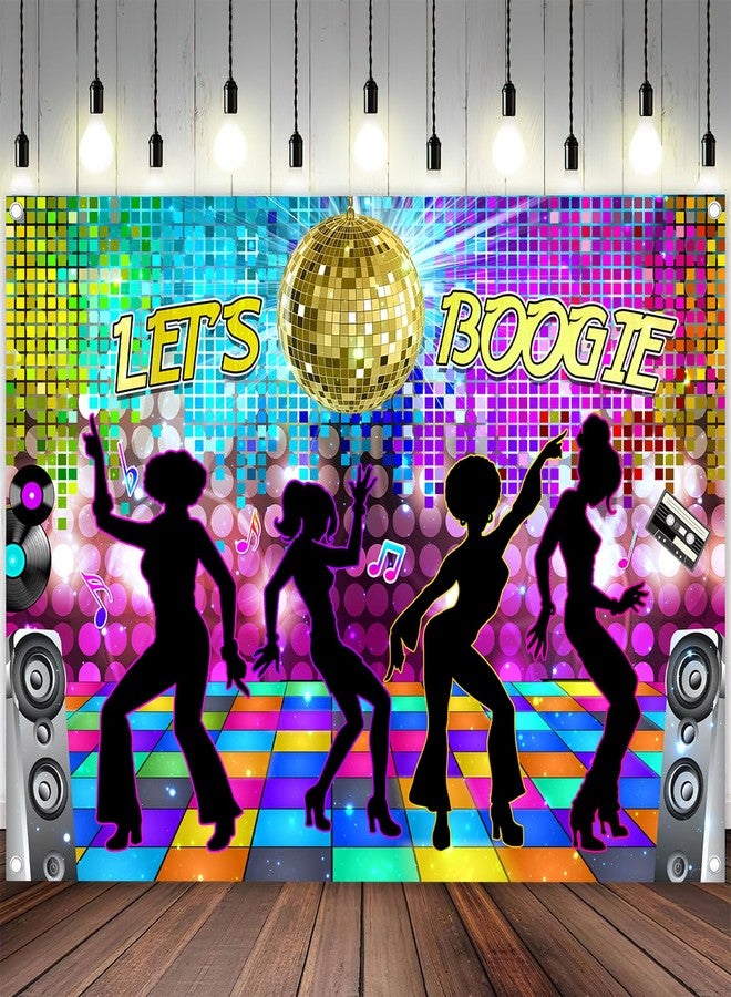 MERCHR Disco Backdrop 7 x 5 ft Retro Glow Party 70s 80s 90s Theme Stage Dance Background Disco Party Decoration Disco Ball Banner Dance Backdrop for Birthday Party Prom Portrait Photo Props Polyester, Multi - Image 1