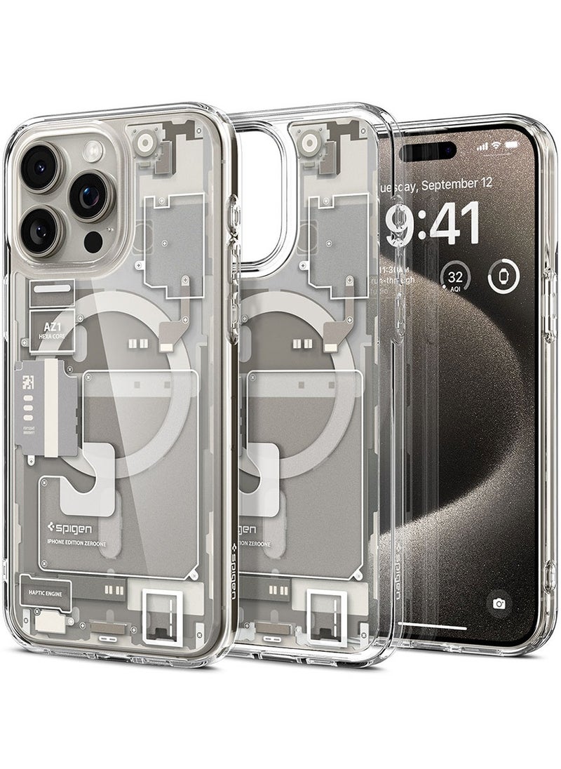 Spigen Ultra Hybrid MagFit for iPhone 15 Pro Case Cover with MagSafe - Zero One Natural Titanium  - Image 1