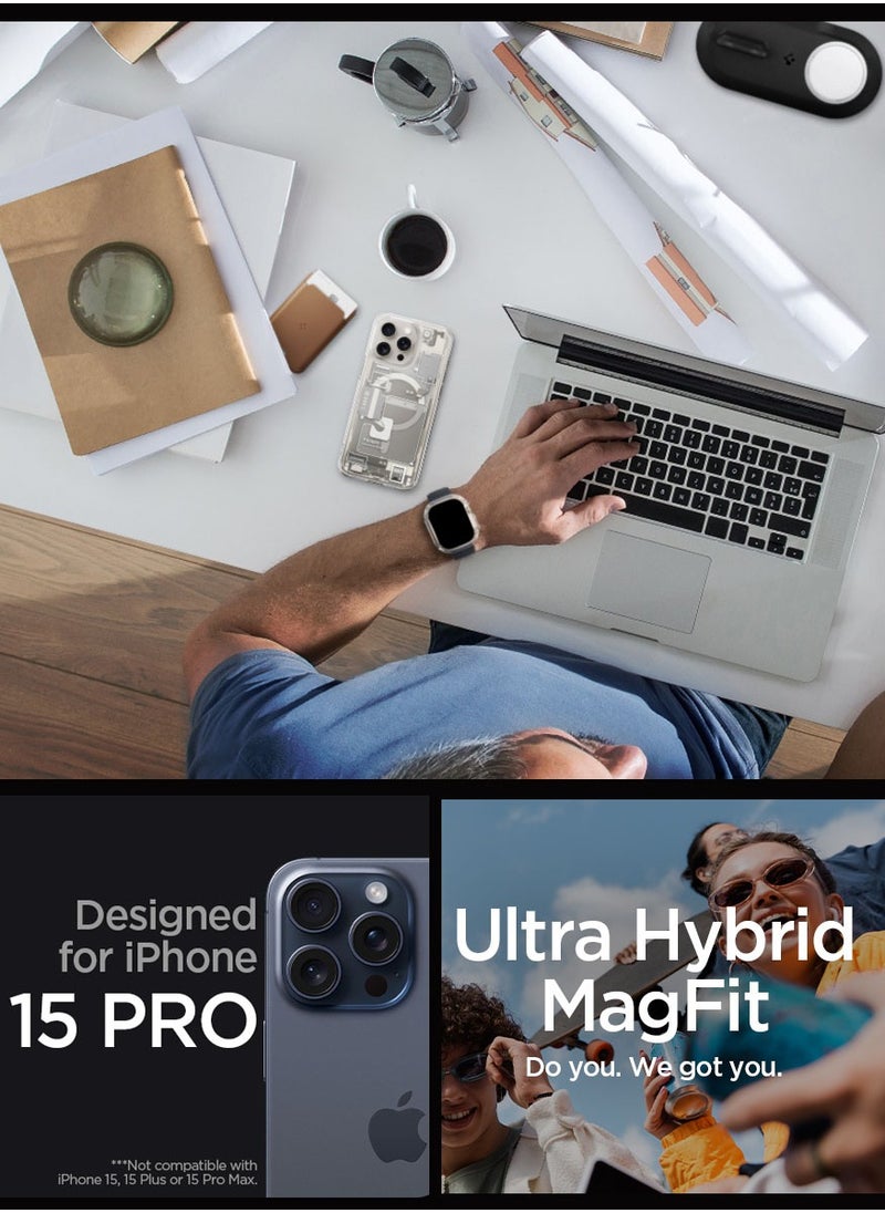Spigen Ultra Hybrid MagFit for iPhone 15 Pro Case Cover with MagSafe - Zero One Natural Titanium  - Image 2