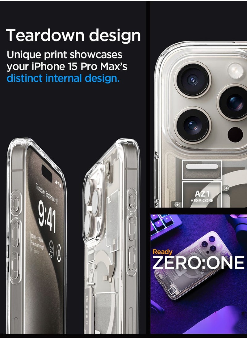 Spigen Ultra Hybrid MagFit for iPhone 15 Pro Case Cover with MagSafe - Zero One Natural Titanium  - Image 3