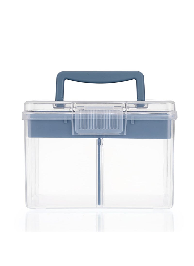 Generic - Clear Craft Stackable Storage Box, Large Box with 6 compartment Mulit Purpose Storage Container, for Storing and Organising Toys, Arts Crafts, Stationery, Sewing, Blue - Image 1