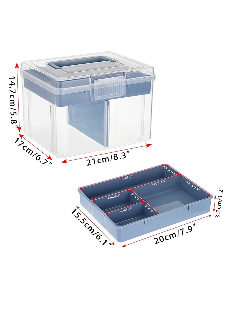 Generic - Clear Craft Stackable Storage Box, Large Box with 6 compartment Mulit Purpose Storage Container, for Storing and Organising Toys, Arts Crafts, Stationery, Sewing, Blue - Image 1