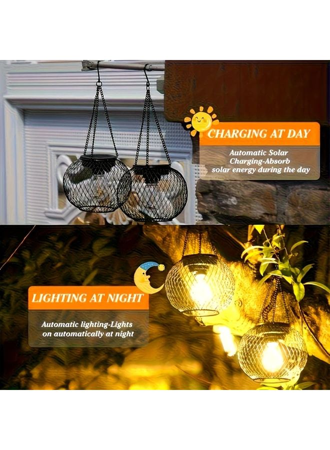 1 قطعة فانوس خارجي معلق يعمل بالطاقة الشمسية قديم لحديقة الفناء والممرات - Image 5