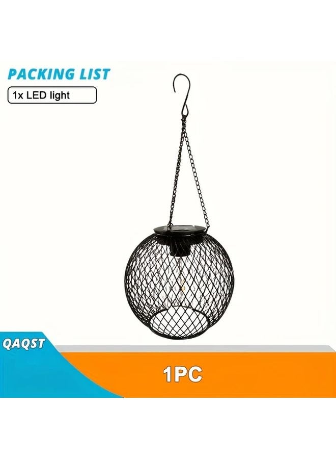 1 قطعة فانوس خارجي معلق يعمل بالطاقة الشمسية قديم لحديقة الفناء والممرات - Image 1