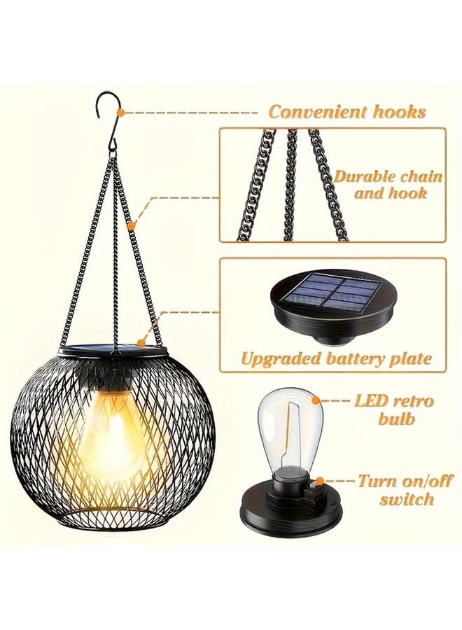 1 قطعة فانوس خارجي معلق يعمل بالطاقة الشمسية قديم لحديقة الفناء والممرات - Image 3