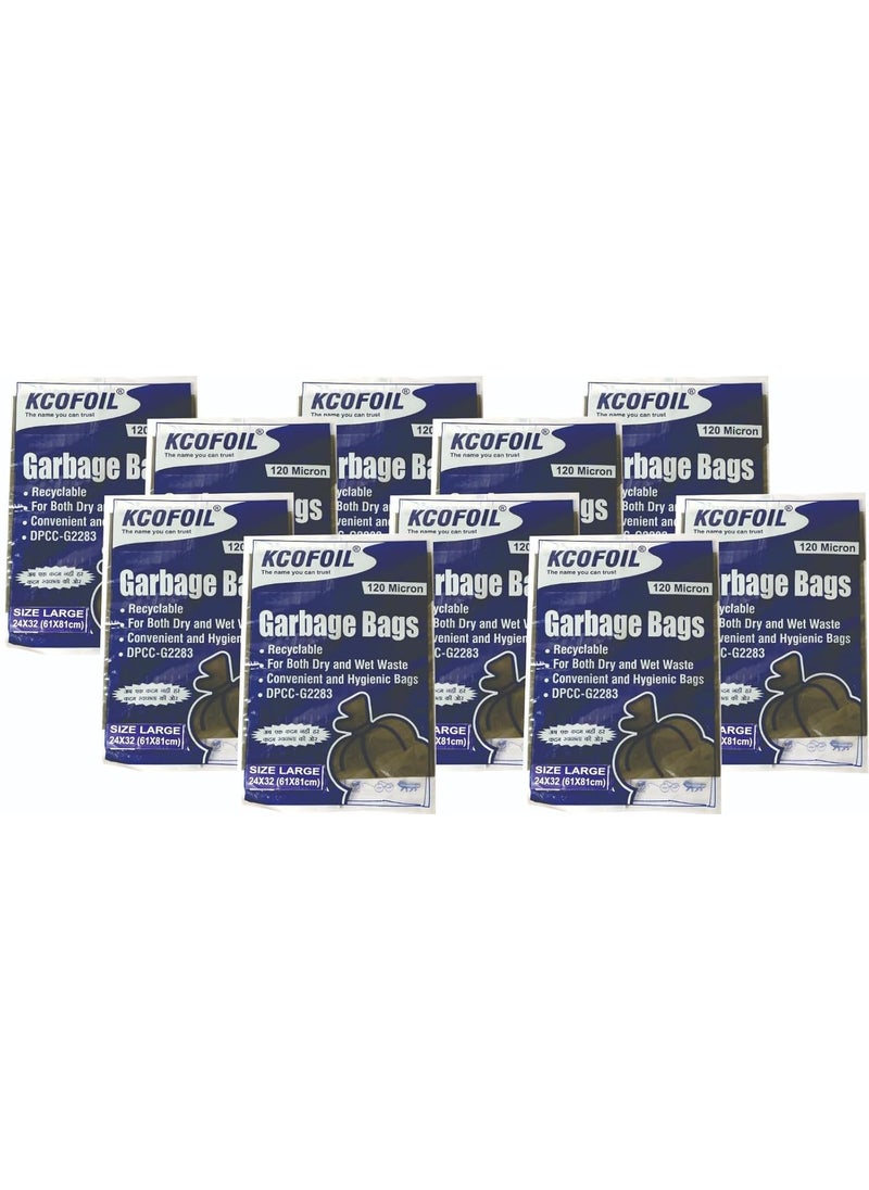 KCOFOIL Kcofoil Garbage Bags 120 Micron Large SIze Dustbin bag Pack of 10  - Image 1