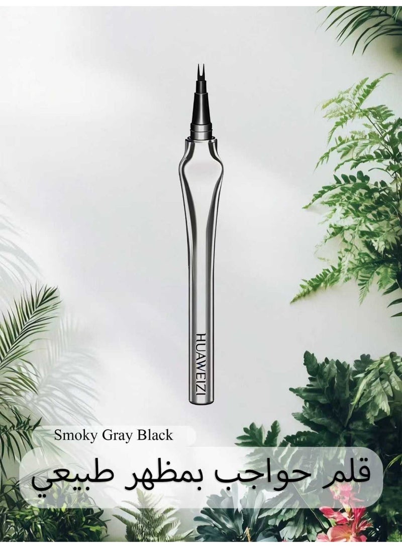 HUAWEIZI Micro-Fork Tip Eyebrow Pen, Waterproof Liquid Brow Tint & Lower Lash Definer - Smoky Gray Black - Image 1