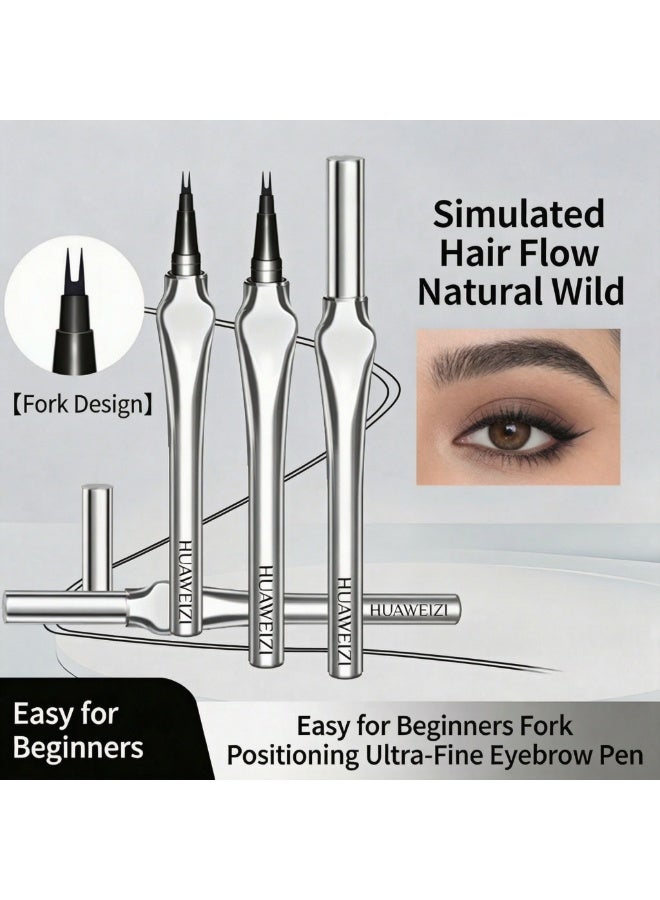 HUAWEIZI Micro-Fork Tip Eyebrow Pen, Waterproof Liquid Brow Tint & Lower Lash Definer - Smoky Gray Black - Image 5