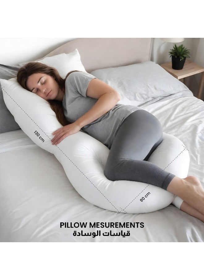 Rest Pregnancy Pillow 80 X 130 Cm Extra Smooth White Maternity Full Body Pillow For Pregnant Women For Back , Hip , Neck And Knee Support  - Image 3