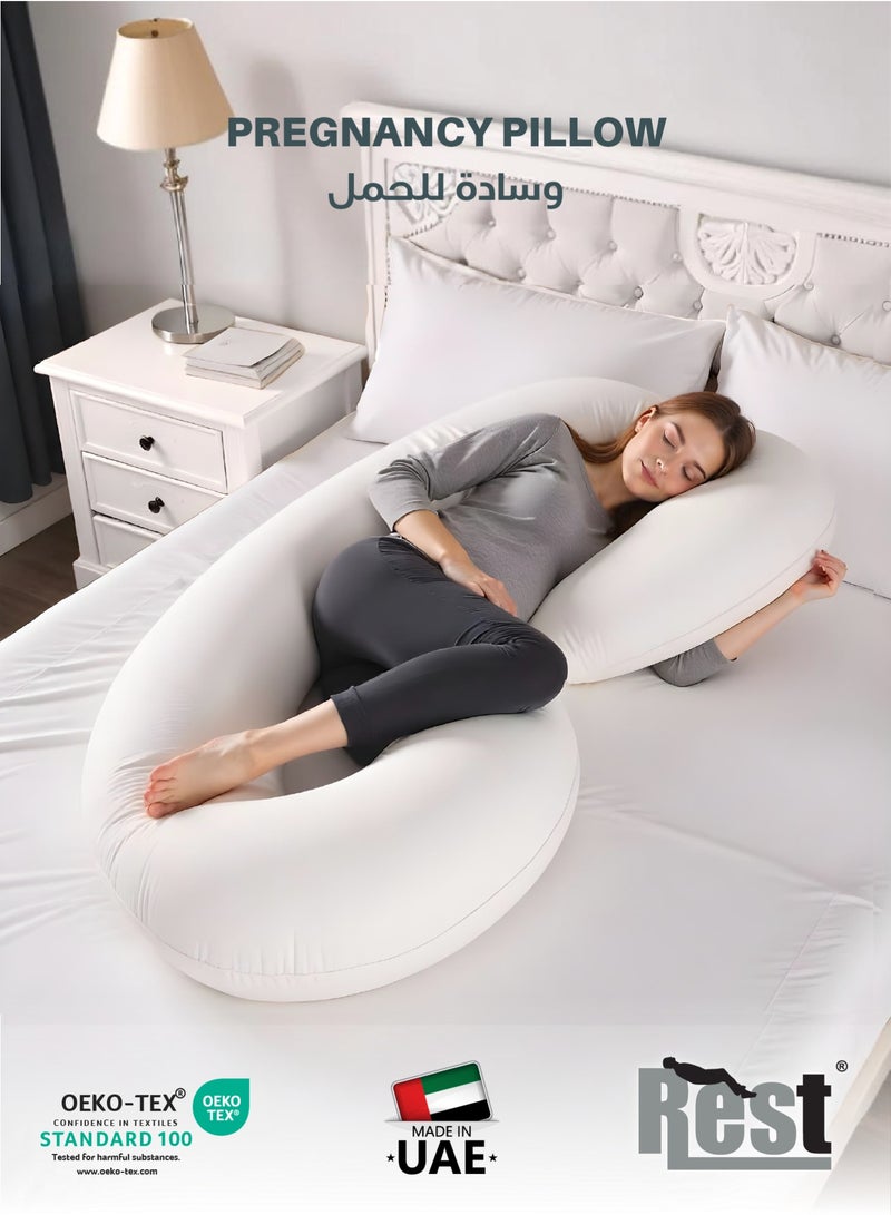 REST Pregnancy Pillow  80 X 130 cm Extra Smooth  White Maternity Full Body Pillow For Pregnant Women for Back , Hip , Neck and Knee Support - Image 1
