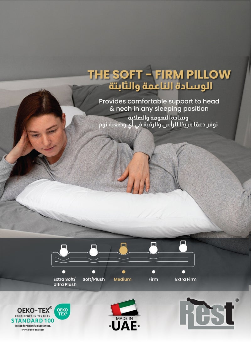 REST Pregnancy Pillow  80 X 130 cm Extra Smooth  White Maternity Full Body Pillow For Pregnant Women for Back , Hip , Neck and Knee Support - Image 3