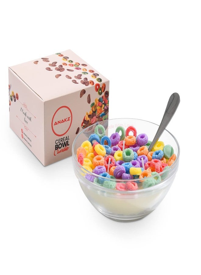 Anakz Cereal Candle Bowl - Vanilla Scented Food Candles - Cute Candles for Cool Gifts - 3 Wicks Cereal Candles for Best Burn - Cereal Bowl Candle with Spoon - Cool Candles - Image 1