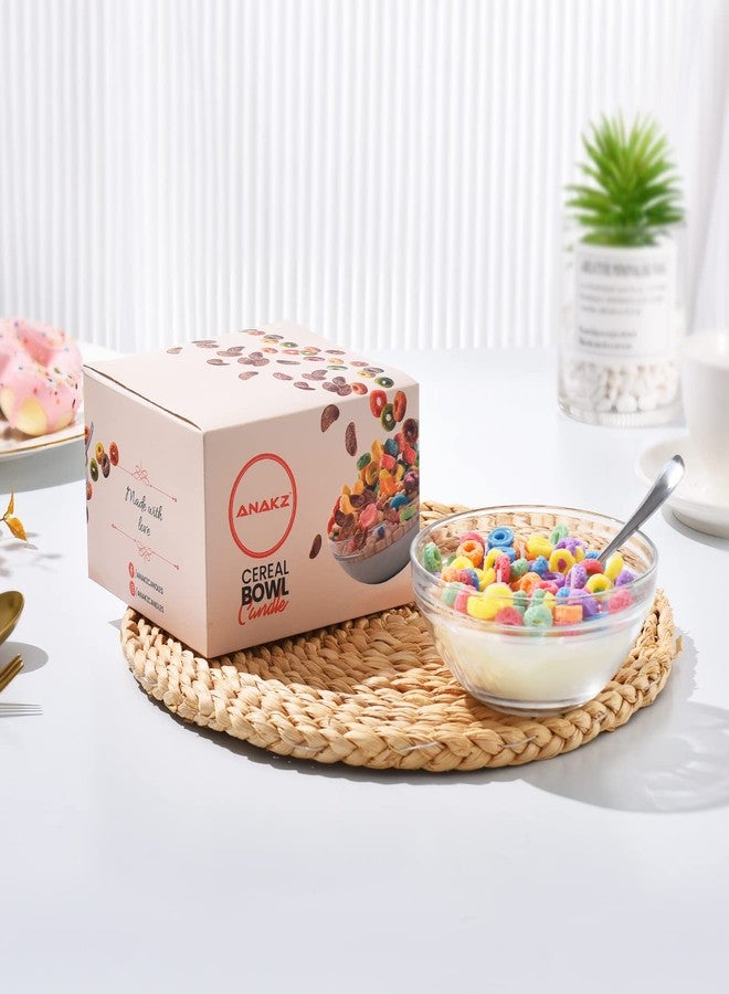 Anakz Cereal Candle Bowl - Vanilla Scented Food Candles - Cute Candles for Cool Gifts - 3 Wicks Cereal Candles for Best Burn - Cereal Bowl Candle with Spoon - Cool Candles - Image 2