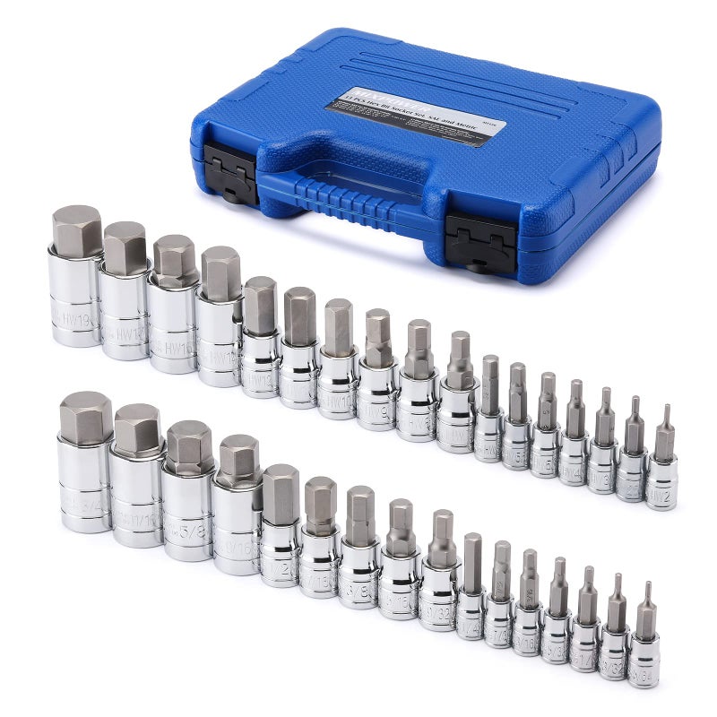 مجموعة مفاتيح سداسية من MIXPOWER تتكون من 33 قطعة 14Drive 38Drive 12Drive من سلك S2 و SAE و Metric