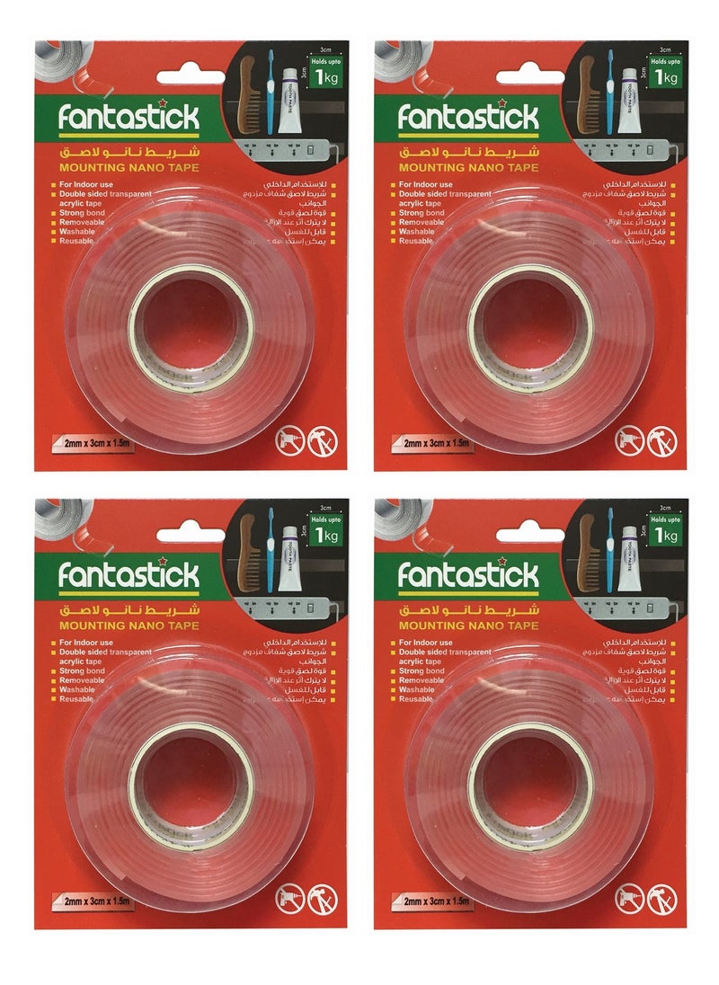 Fantastick - 4-Piece Double Sided Washable Nano Tape 2mmx3cmx1.5m Size - Image 1