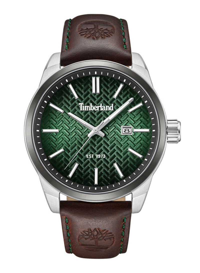 Timberland Men Henniker II Green Dial Leather Strap Analog Watch for Men, 44mm - Image 1