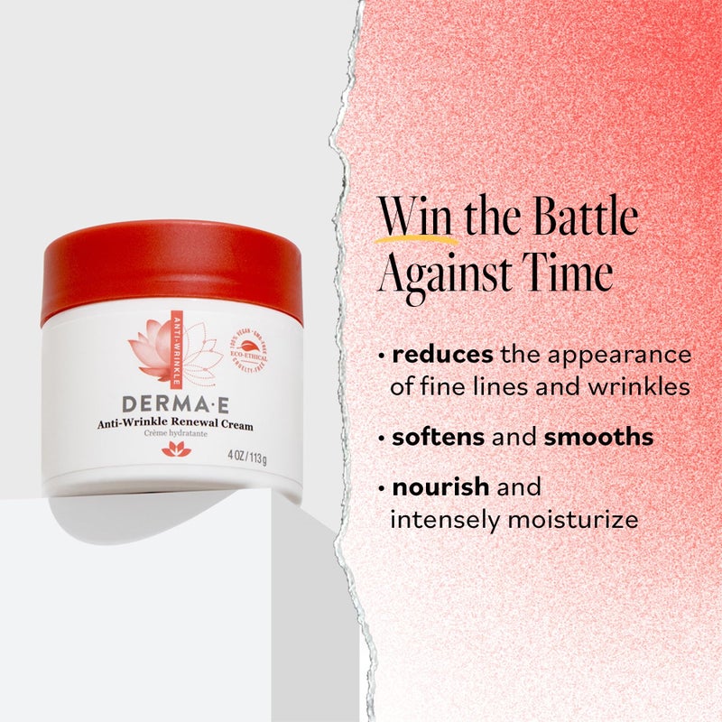 derma-e Derma E Anti-Wrinkle Renewal Skin Cream â€“ Vitamin A Wrinkle Treatment Cream â€“ Vegan Anti-Aging Moisturizer to Smooth & Renew Aging Skin, 4 oz - Image 2