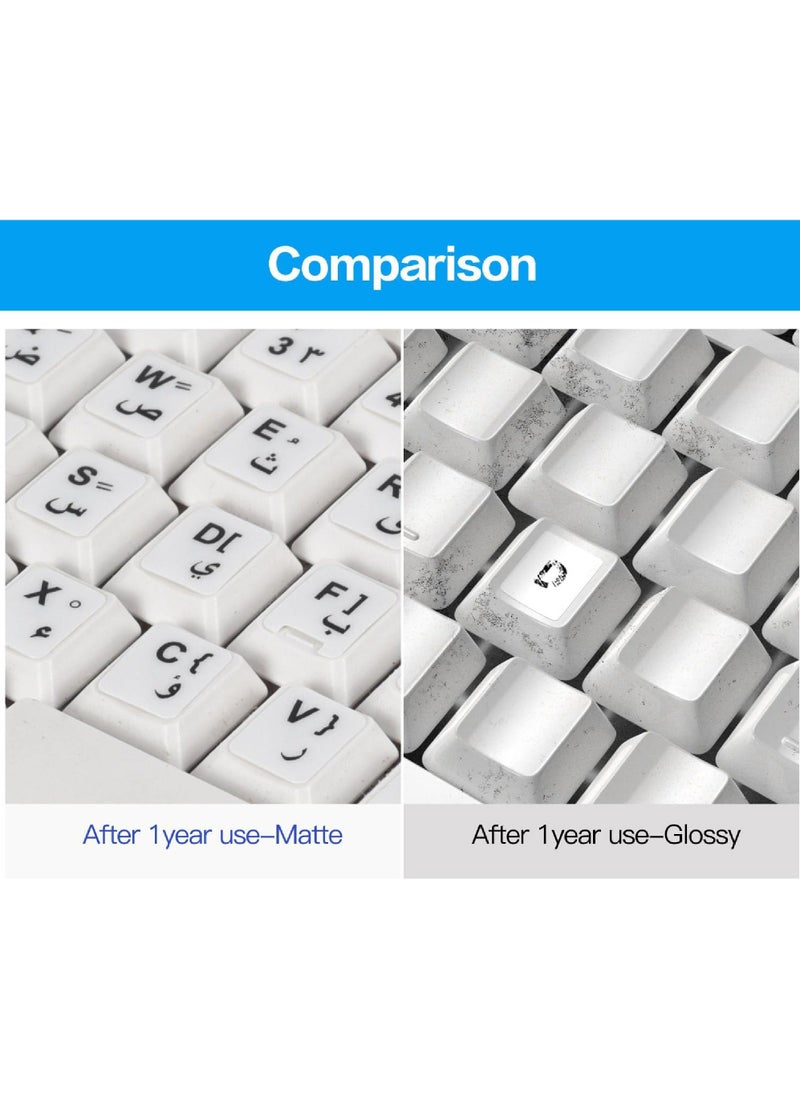 Generic - 2PCS Arabic Keyboard Stickers Arabic-English Keyboard Letters Replacement Stickers Black Background with White Font for Computer Laptop Notebook Desktop Matte Arabic Keyboard Alphabet Stickers - Image 1