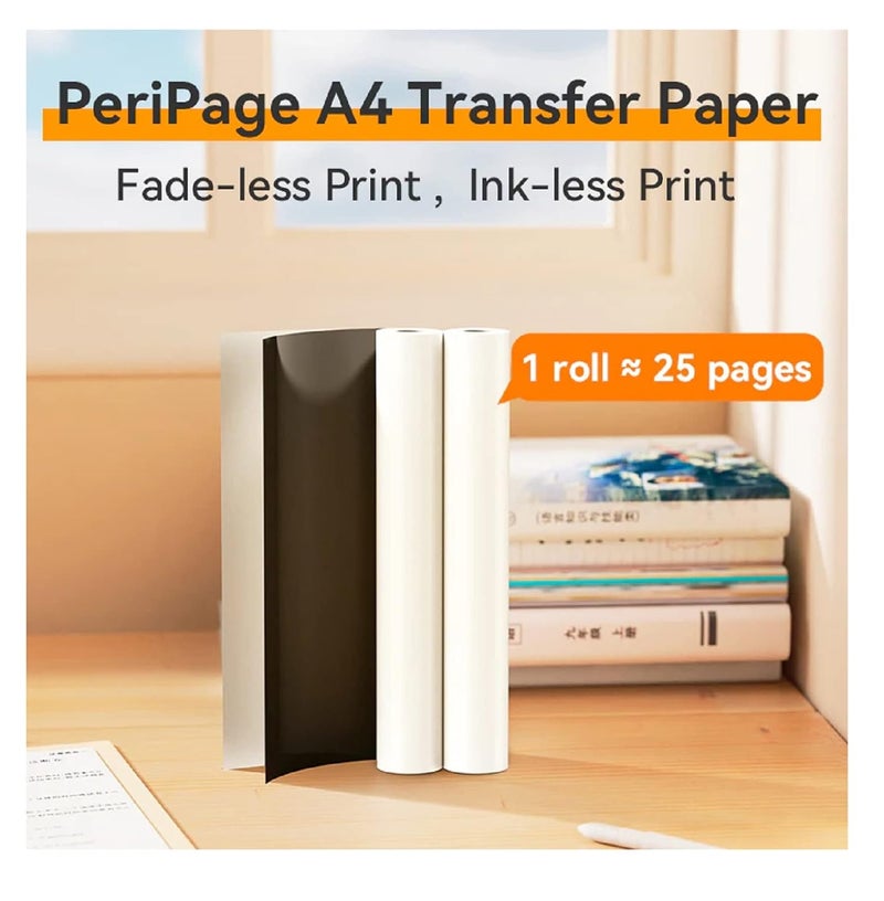PeriPage A4 Transfer Paper Fade-less, Ink-less long-term Print for Print Documents with A40 Printer. (Set of 2 Rolls. A4 Transfer Paper) - Image 2