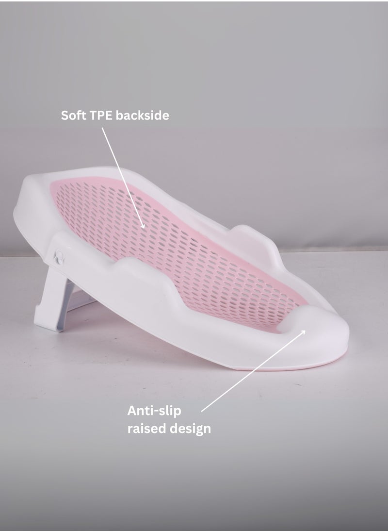 Moms Magic Bath Rack – Soft TPE Back, Anti-Slip Raised Design, Locking Feet, and Hook – Convenient for Bathtub or Bathroom Use, Easy to Dry-pink  - Image 4