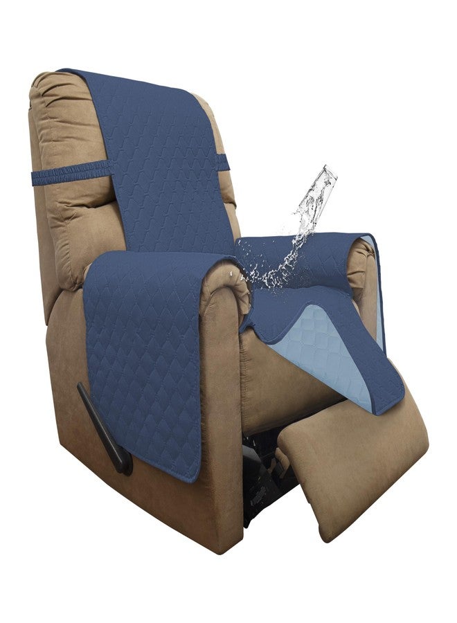أغطية كراسي الاسترخاء المقاومة للماء بنسبة 100% من ISSUNTEX، حماية مزدوجة، مناسبة لغرفة المعيشة، قابلة للعكس، لحماية الأثاث، مناسبة للكلاب والحيوانات الأليفة والأطفال (كراسي الاسترخاء، أزرق داكن/أزرق فاتح) - Image 1