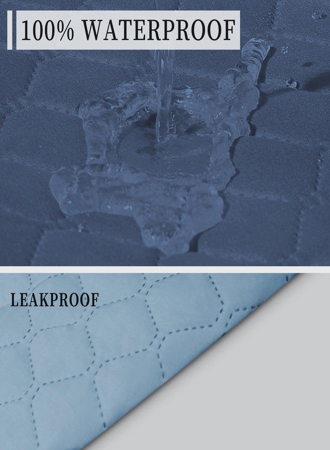 أغطية كراسي الاسترخاء المقاومة للماء بنسبة 100% من ISSUNTEX، حماية مزدوجة، مناسبة لغرفة المعيشة، قابلة للعكس، لحماية الأثاث، مناسبة للكلاب والحيوانات الأليفة والأطفال (كراسي الاسترخاء، أزرق داكن/أزرق فاتح) - Image 3