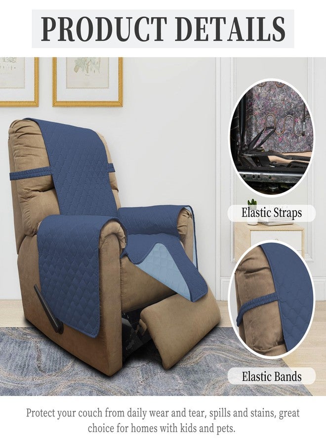 أغطية كراسي الاسترخاء المقاومة للماء بنسبة 100% من ISSUNTEX، حماية مزدوجة، مناسبة لغرفة المعيشة، قابلة للعكس، لحماية الأثاث، مناسبة للكلاب والحيوانات الأليفة والأطفال (كراسي الاسترخاء، أزرق داكن/أزرق فاتح) - Image 5