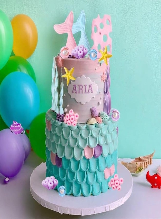 Qoadwem Mermaid Cake Toppers, Qoadwem 29pcs Mermaid Cake Topper For Girls With Tails, Coral, Shell,Seahorse, Seaweed, Starfish For Under The Sea Theme Birthday Party Cake Decorations - Image 5