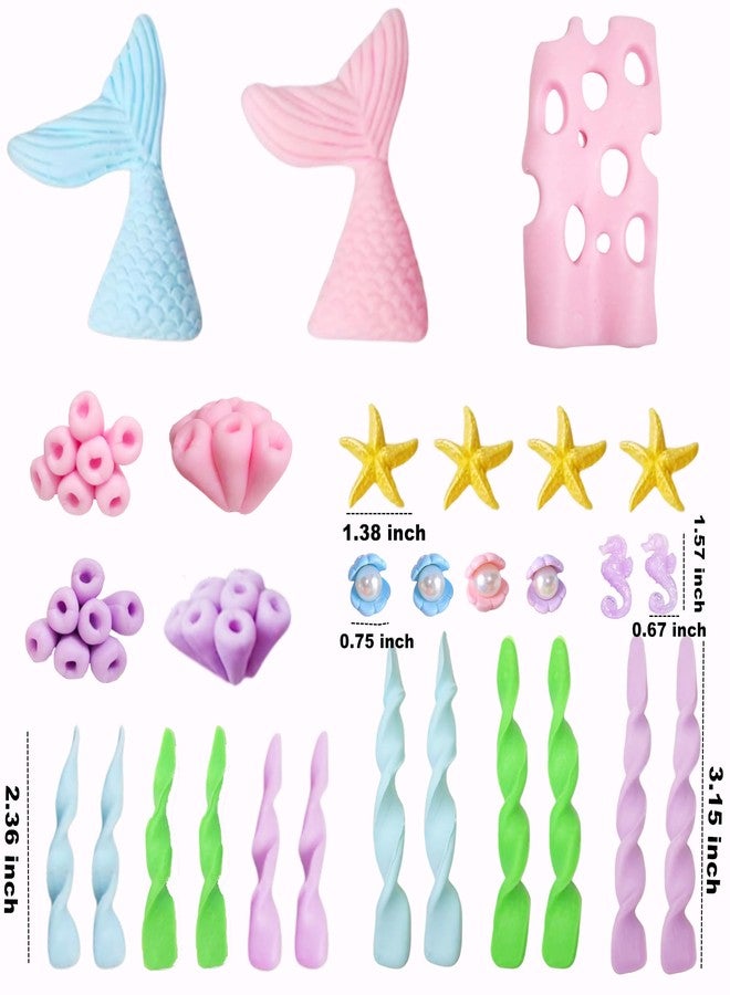 Qoadwem Mermaid Cake Toppers, Qoadwem 29pcs Mermaid Cake Topper For Girls With Tails, Coral, Shell,Seahorse, Seaweed, Starfish For Under The Sea Theme Birthday Party Cake Decorations - Image 2