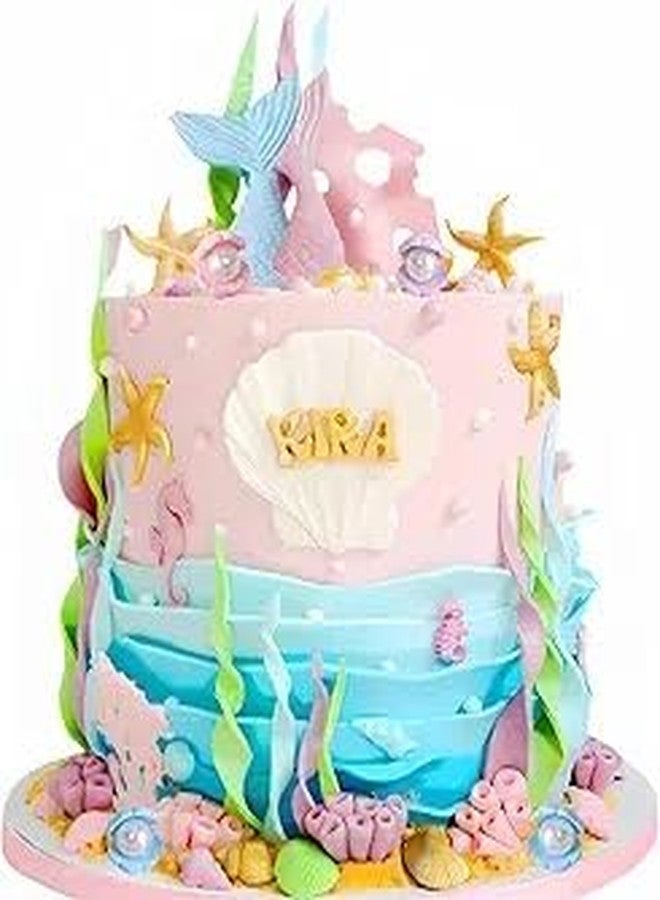 Qoadwem Mermaid Cake Toppers, Qoadwem 29pcs Mermaid Cake Topper For Girls With Tails, Coral, Shell,Seahorse, Seaweed, Starfish For Under The Sea Theme Birthday Party Cake Decorations - Image 4