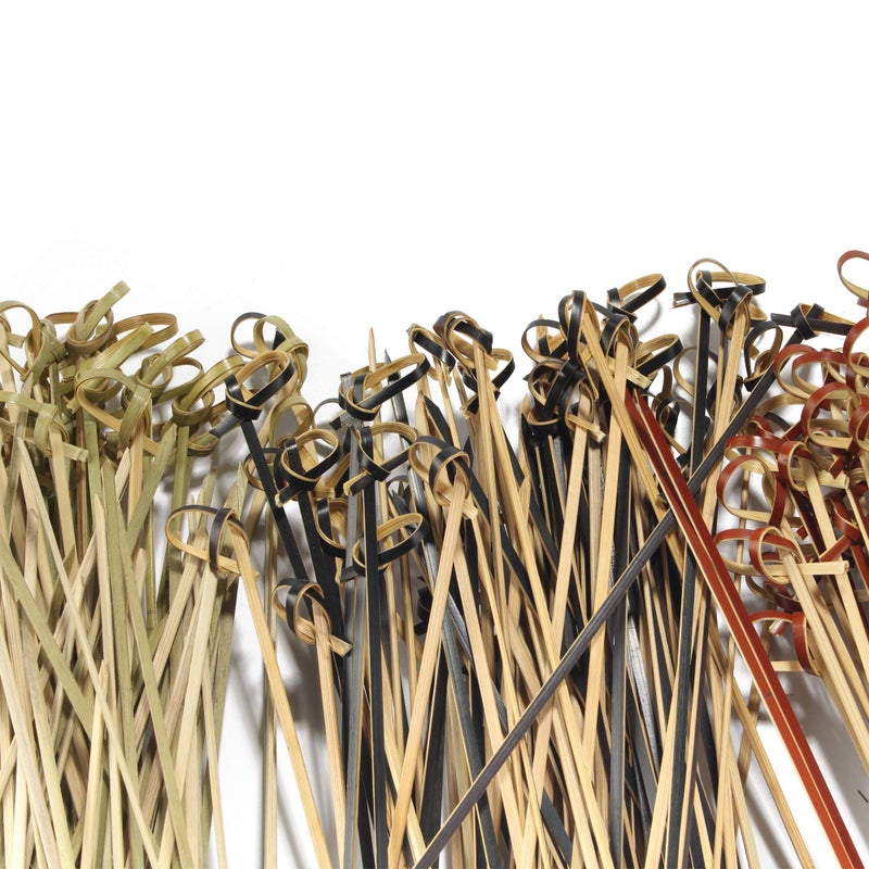 BambooMN 4.7" Bamboo Black Knotted Knot Skewers Picks for Cocktails and Hors' D'oeuvres Party Supplies, 1000 Pieces - Image 5