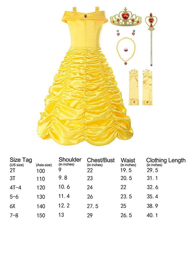 ISank Beauty and The Beast Costume Belle Princess Birthday Party Fancy Dress - Image 4