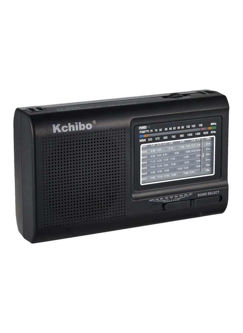 KK-2005 Radio FM AM SW Portable Radio AC Power Shortwave Multiband Big Speaker World Receiver Radio - Black