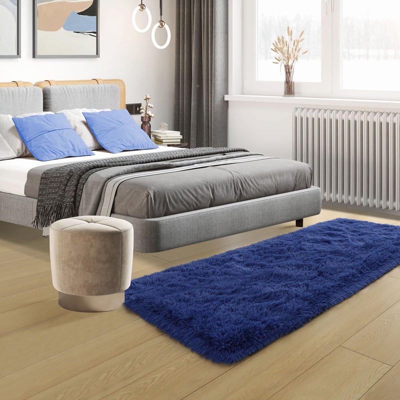 Tepook Soft Runner Rugs for Bedroom 2x6 ft with Rubber Backing  Navy Fluffy Rugs for Living Room  Shag Bedside Rug Fuzzy Plush Carpet for Room  Area Rug for Dorm Nursery Hallway Indoor Home Decor - Image 4