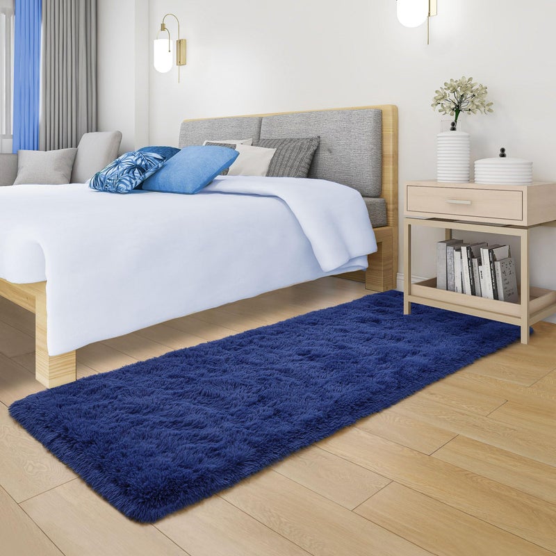 Tepook Soft Runner Rugs for Bedroom 2x6 ft with Rubber Backing  Navy Fluffy Rugs for Living Room  Shag Bedside Rug Fuzzy Plush Carpet for Room  Area Rug for Dorm Nursery Hallway Indoor Home Decor - Image 3