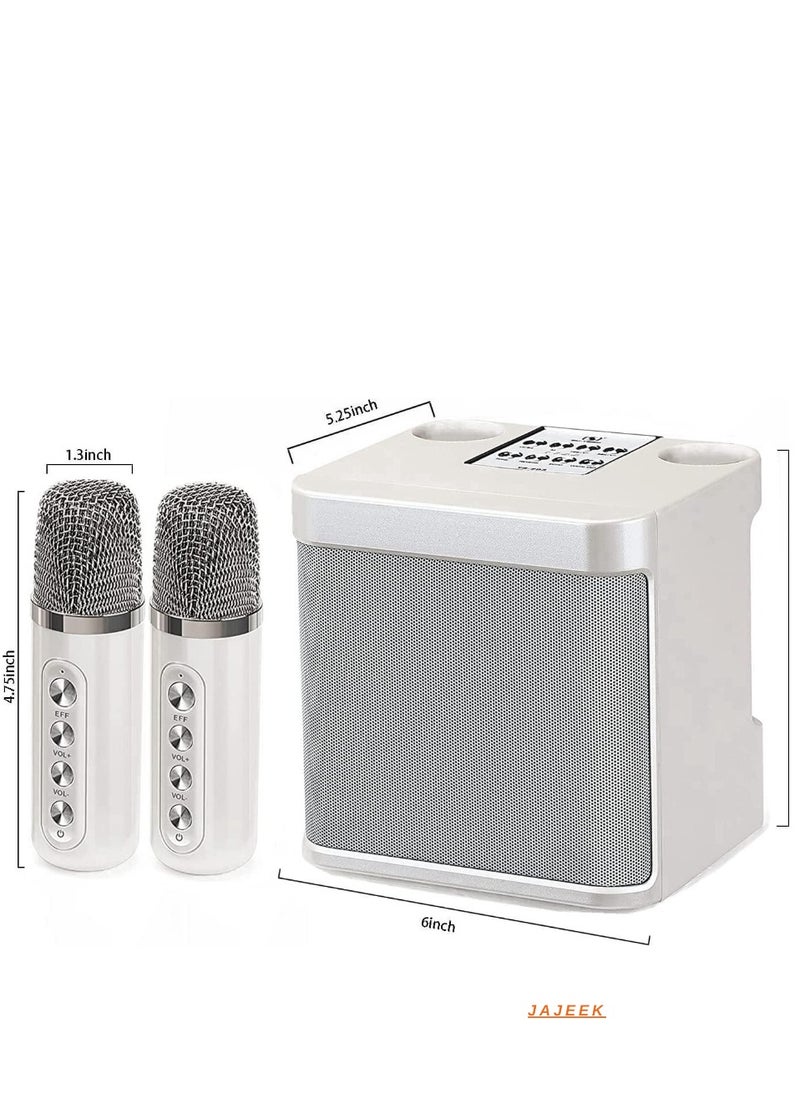 JAJEEK Rechargeable Speaker and Microphone Set | 1 HD Speaker & 2 Voice Changer Microphones | Portable High-Quality Deep Bass Stereo Sound Box | Ideal for Parties, Events, Karaoke, and Outdoor Fun (Beige)  - Image 4