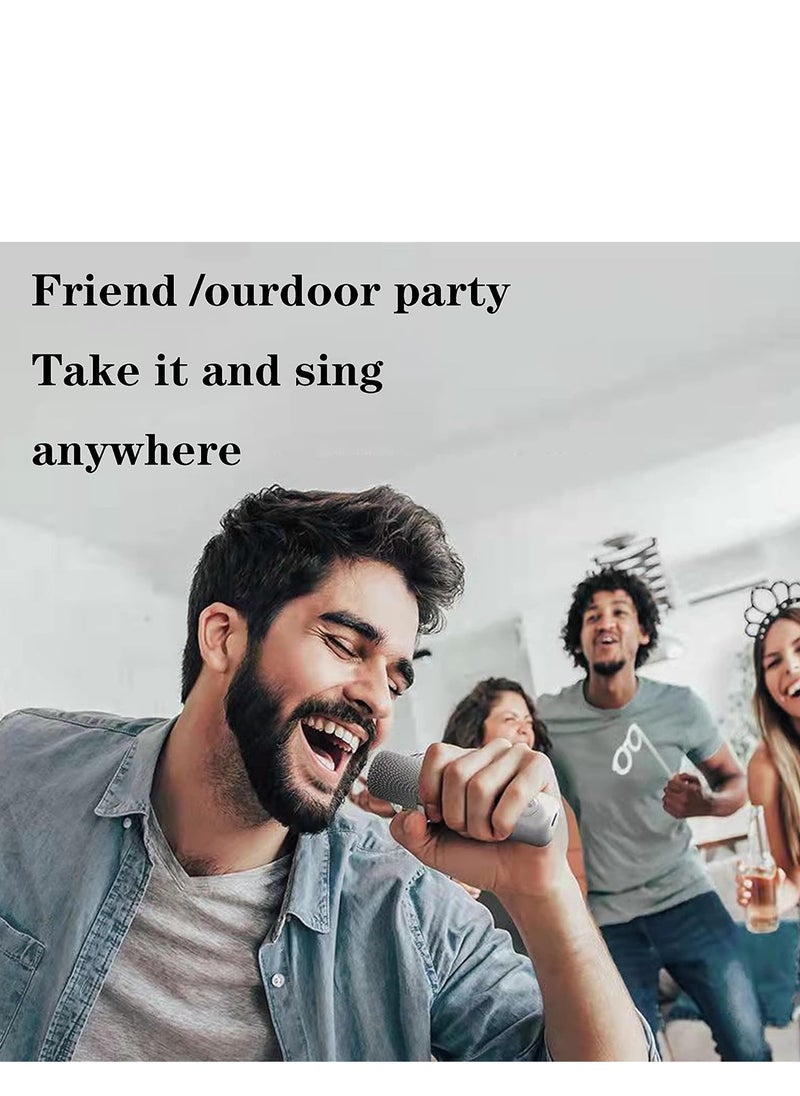 JAJEEK Rechargeable Speaker and Microphone Set | 1 HD Speaker & 2 Voice Changer Microphones | Portable High-Quality Deep Bass Stereo Sound Box | Ideal for Parties, Events, Karaoke, and Outdoor Fun (Beige)  - Image 5