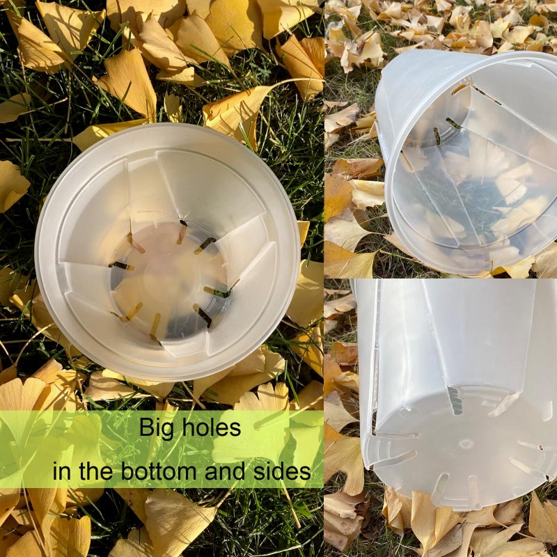 TineDew Large Clear Nursery pots for Plants with Saucers,10 pcs 9.5/8.3/7/6/5 inch Thick Plastic Nursery pots for Plants with Drainage Holes for Monstera,Aroid - Image 4