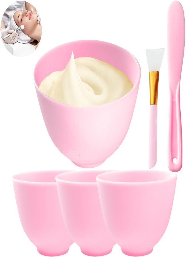 Bigwinyep 6Pcs Silicone Face Mask Mixing Bowl, Silicone Bowls for Facials, DIY facial mask mixing bowl for Home Salon Spa Face Skin Applicator Bowl, Pink - Image 1