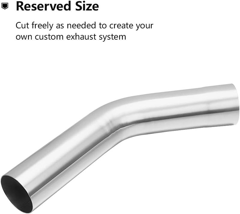 A-KARCK 45 Degree Exhaust Tube 2.25" OD, 304 Stainless Steel Mandrel Bend - Image 4