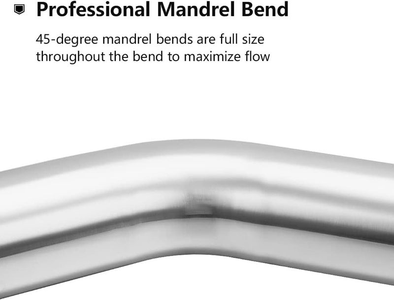 A-KARCK 45 Degree Exhaust Tube 2.25" OD, 304 Stainless Steel Mandrel Bend - Image 3
