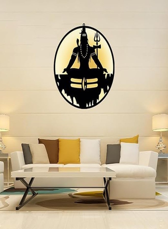 HOME PINE ديكور حائط ثلاثي الأبعاد من هوم باين، تمثال ماهاديف شيف جي، مع إضاءة خلفية LED، مناسب لغرفة المعيشة، غرفة النوم، المكتب | قطع ديكور حائط (18 × 18 بوصة (متوسط)) - Image 4