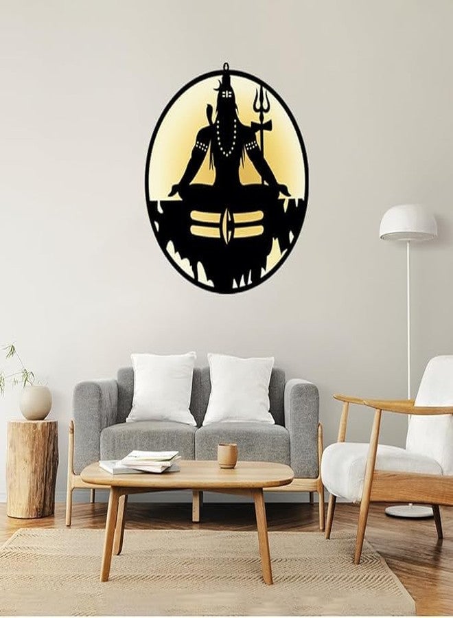 HOME PINE ديكور حائط ثلاثي الأبعاد من هوم باين، تمثال ماهاديف شيف جي، مع إضاءة خلفية LED، مناسب لغرفة المعيشة، غرفة النوم، المكتب | قطع ديكور حائط (18 × 18 بوصة (متوسط)) - Image 5