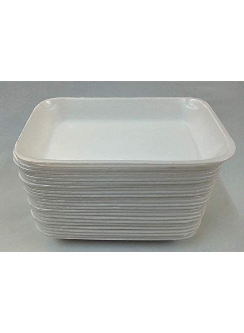 A pack of 100 white foam plates—practical and lightweight—suitable for serving various types of food for both daily use and special occasions. - Image 3