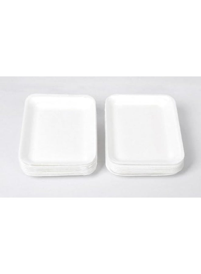 A pack of 100 white foam plates—practical and lightweight—suitable for serving various types of food for both daily use and special occasions. - Image 2