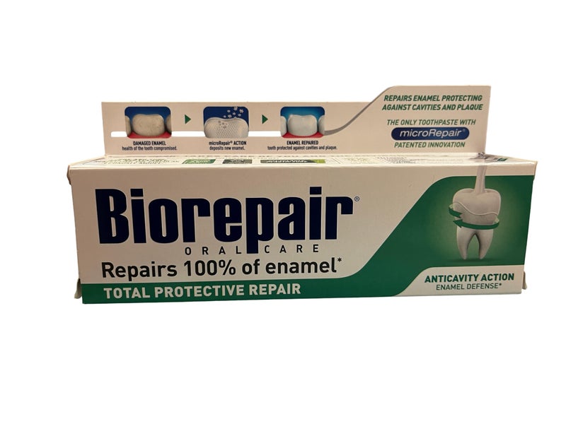 Biorepair Total Protective Repair Toothpaste with microRepair New Formula 25 Fluid Ounce 75ml Tubes Pack of 3 Italian Import