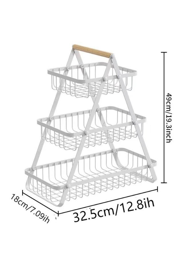 آنا سلة تخزين فواكه مع مقبض خشبي قابل للفك والتركيب - تصميم متعدد الوظائف للمنزل، صديق للبيئة، مناسبة للمطبخ وغرفة المعيشة - Image 1