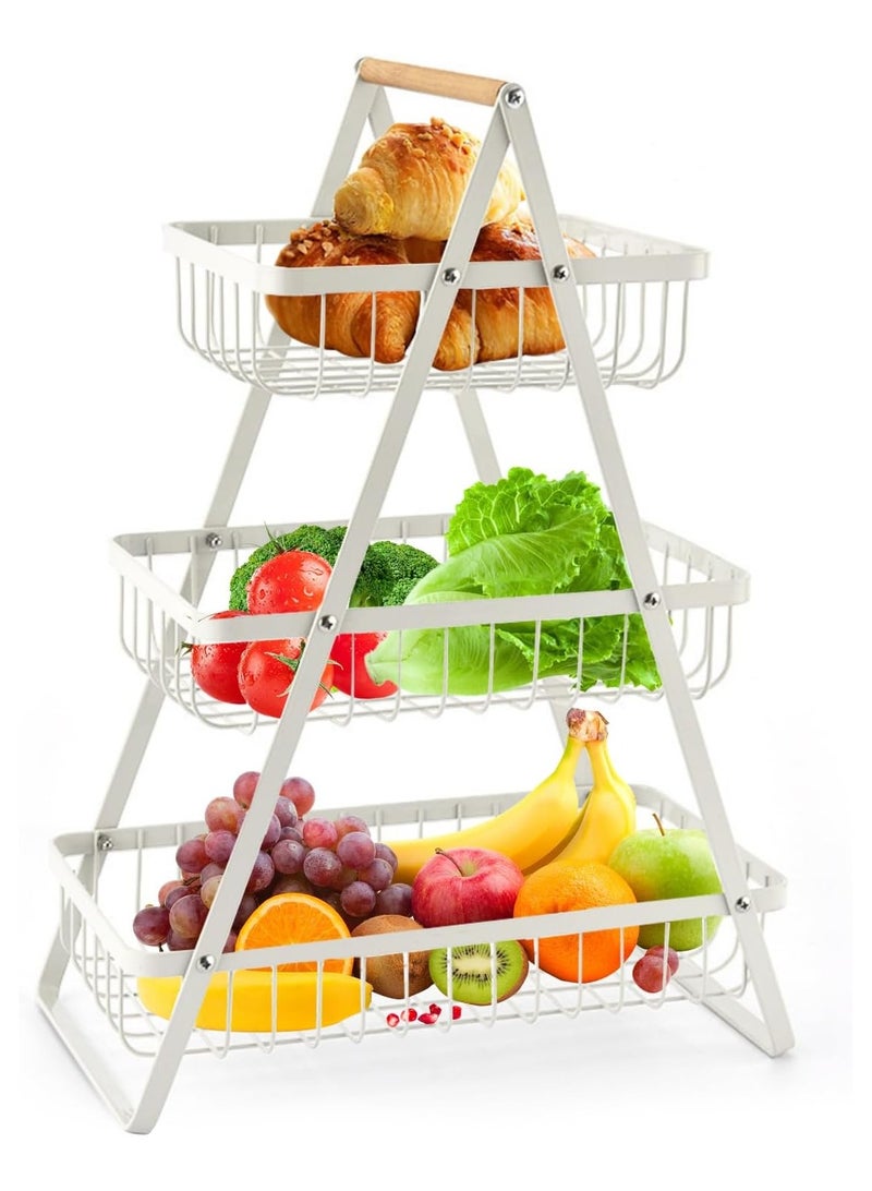 آنا سلة تخزين فواكه مع مقبض خشبي قابل للفك والتركيب - تصميم متعدد الوظائف للمنزل، صديق للبيئة، مناسبة للمطبخ وغرفة المعيشة - Image 2