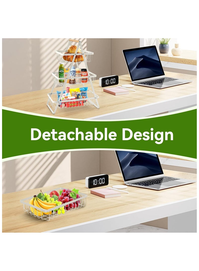 آنا سلة تخزين فواكه مع مقبض خشبي قابل للفك والتركيب - تصميم متعدد الوظائف للمنزل، صديق للبيئة، مناسبة للمطبخ وغرفة المعيشة - Image 5